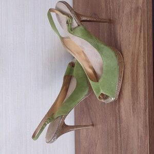 Celery Green Peep-Toe Slingback Women Shoes Size 7.5